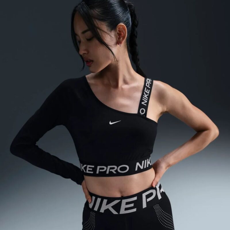 Nike Pro Shine Dri-FIT Asymmetrical Cropped Top