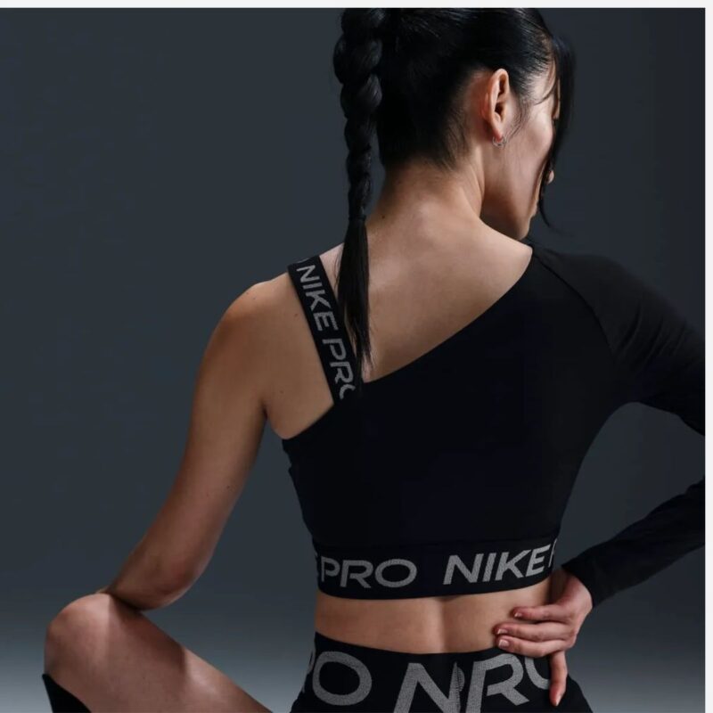 Nike Pro Shine Dri-FIT Asymmetrical Cropped Top