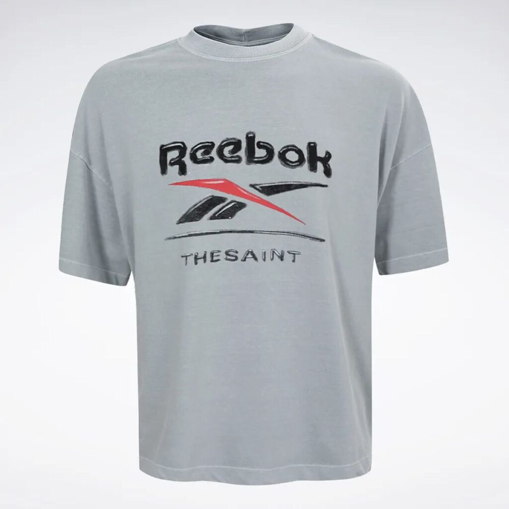 Camiseta Reebok & Thesaint T-Shirt Wide Boxy Brand Cinza