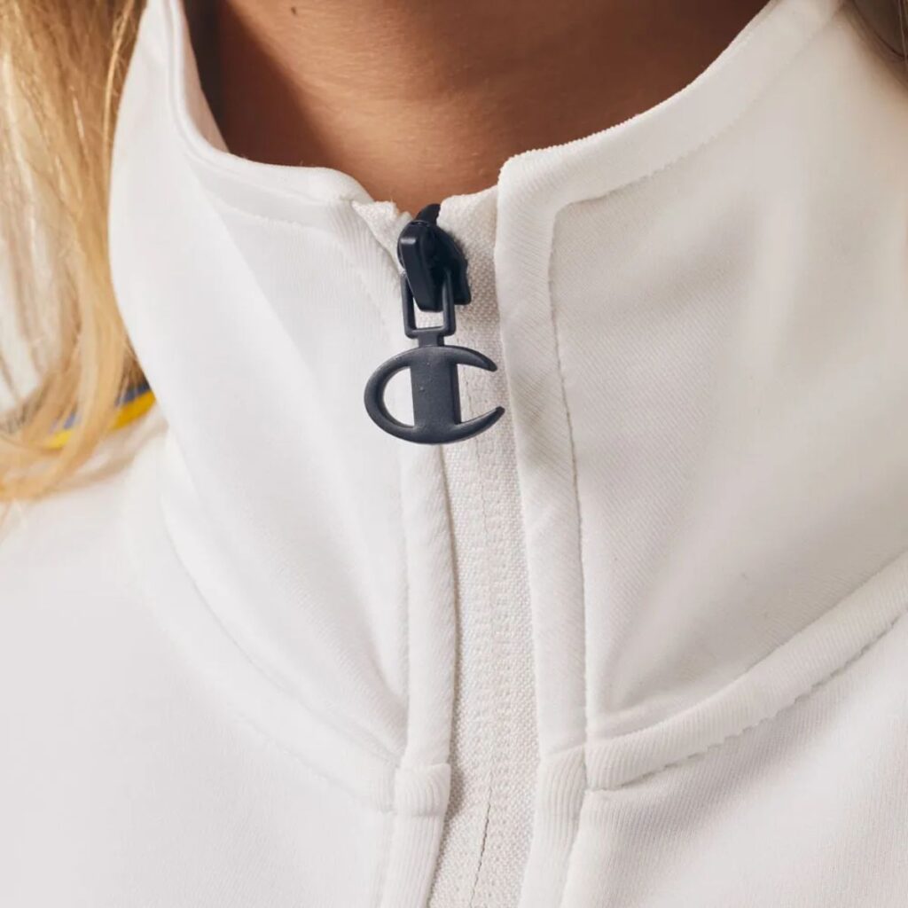 Conjunto Champion Active WMNS Tracksuit C Tape Mini Script Logo Branco