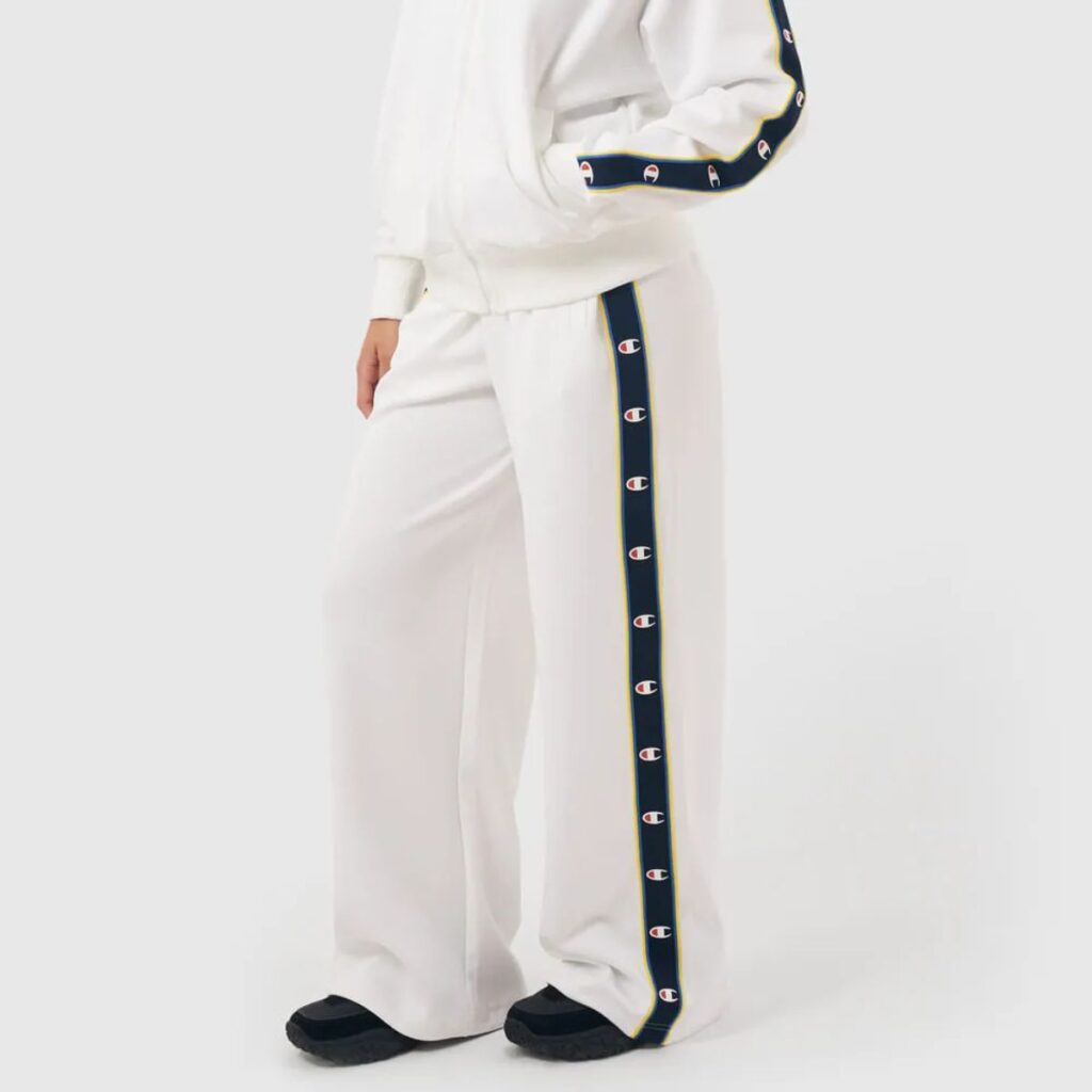 Conjunto Champion Active WMNS Tracksuit C Tape Mini Script Logo Branco