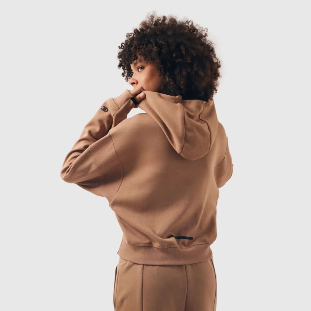 Moletom Champion Active Tech Hoodie WMNS Mini Script Logo Marrom