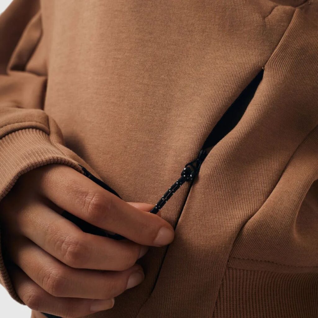 Moletom Champion Active Tech Hoodie WMNS Mini Script Logo Marrom