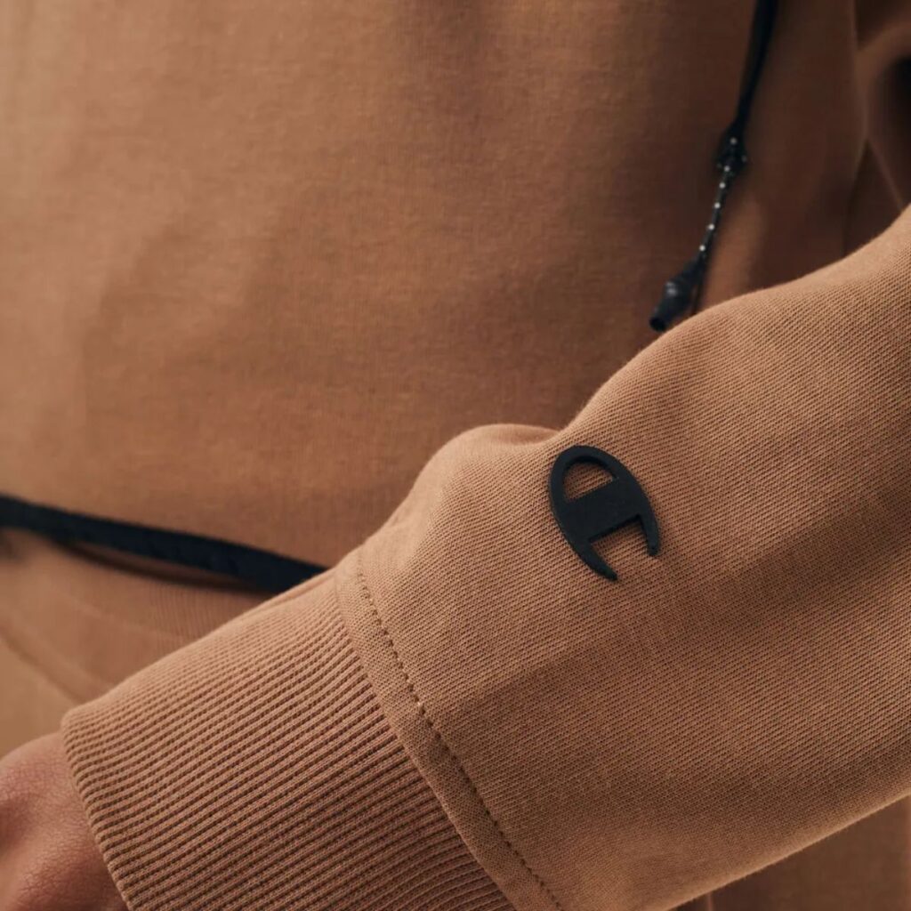Moletom Champion Active Tech Hoodie WMNS Mini Script Logo Marrom