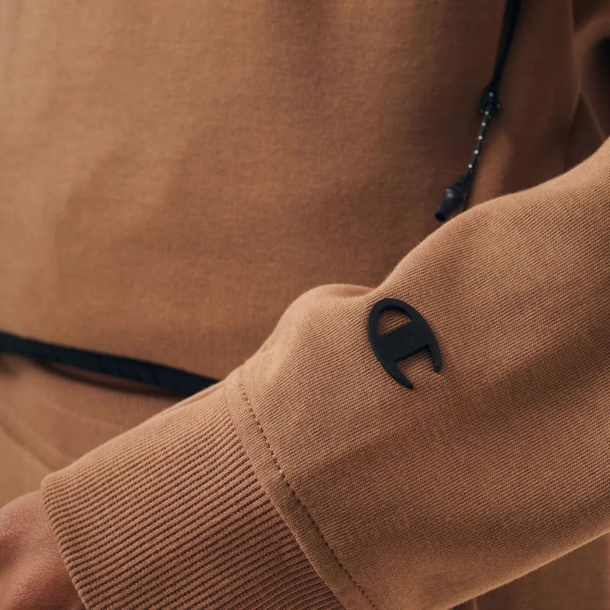Moletom Champion Active Tech Hoodie Wmns Mini Script Logo Marrom