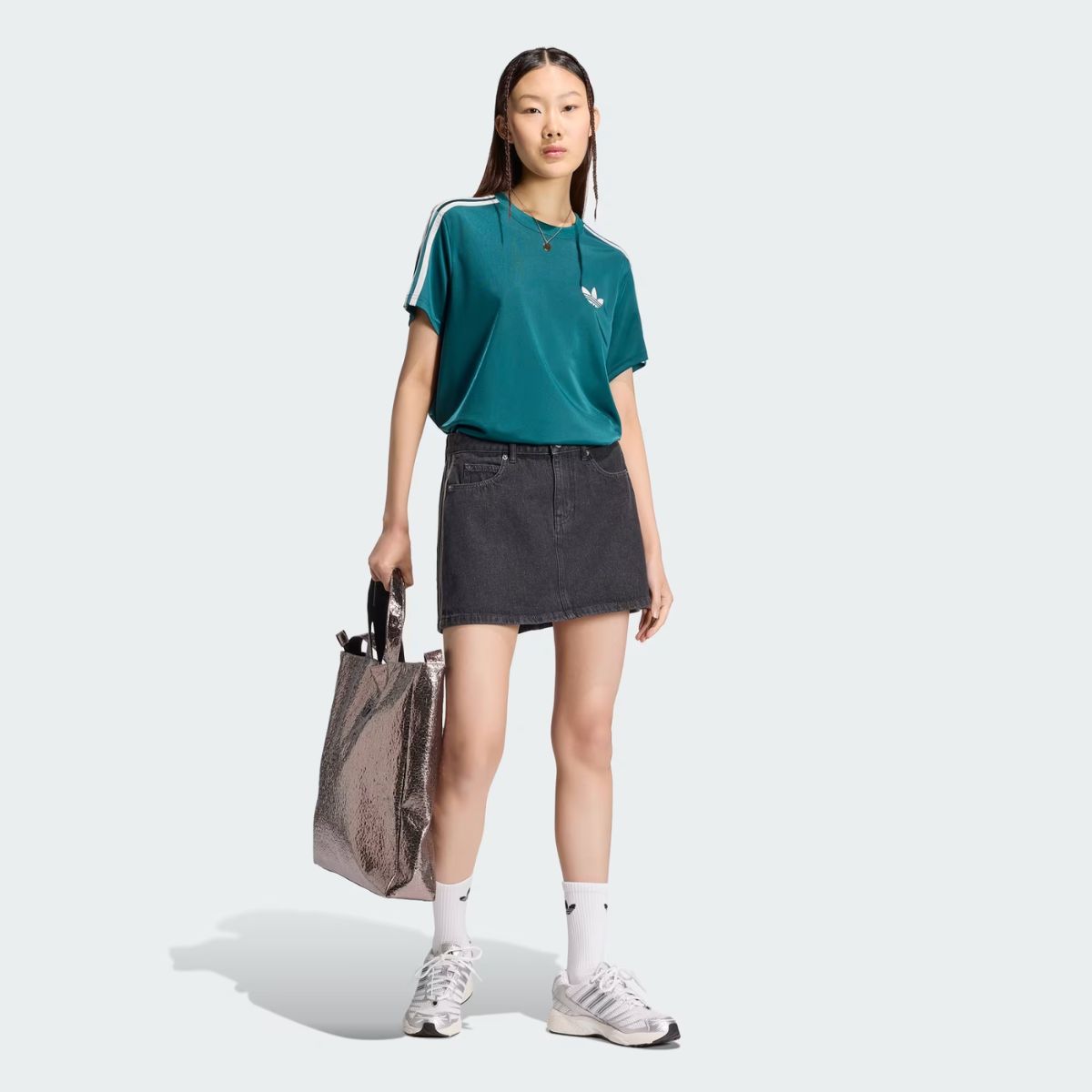 Saia Jeans Adidas Cintura Média