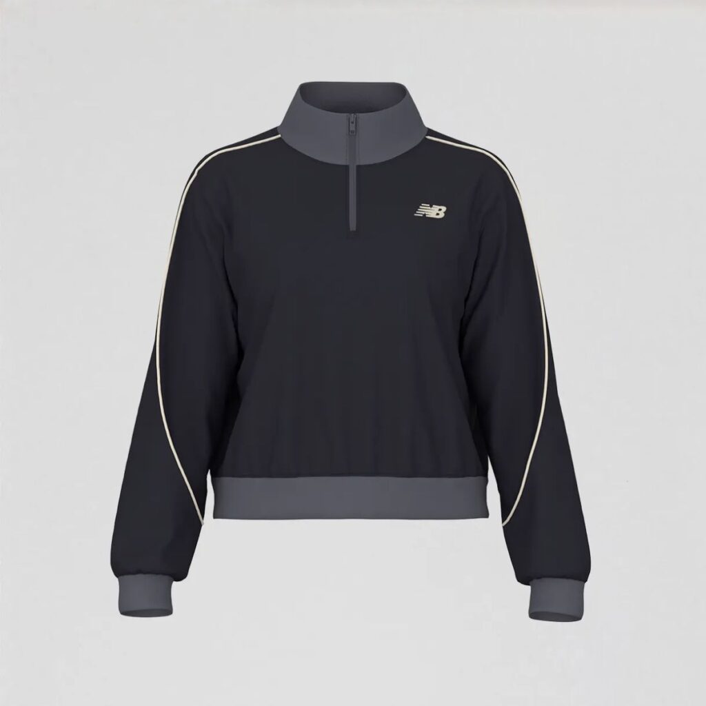 Casaco New Balance Sport Legacy Pique 1/4 Zip Feminino Preto