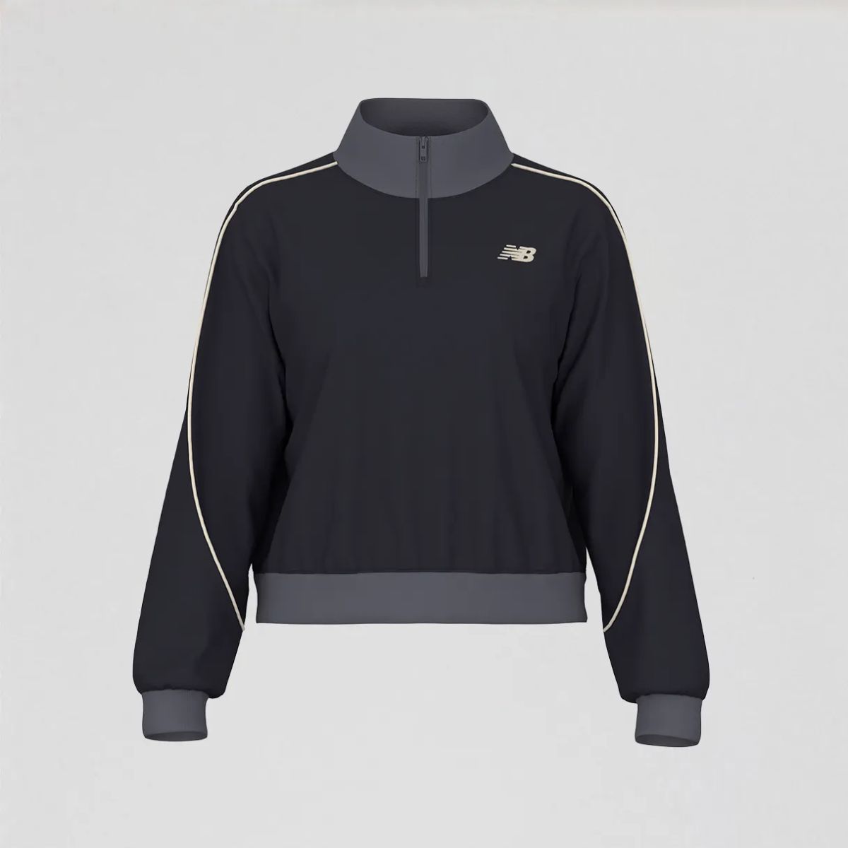 Casaco New Balance Sport Legacy Pique 1/4 Zip Feminino Preto