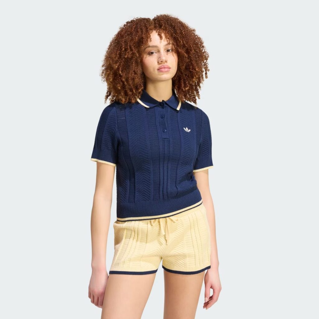 Polo Adidas De Malha Trançada Cali Azul