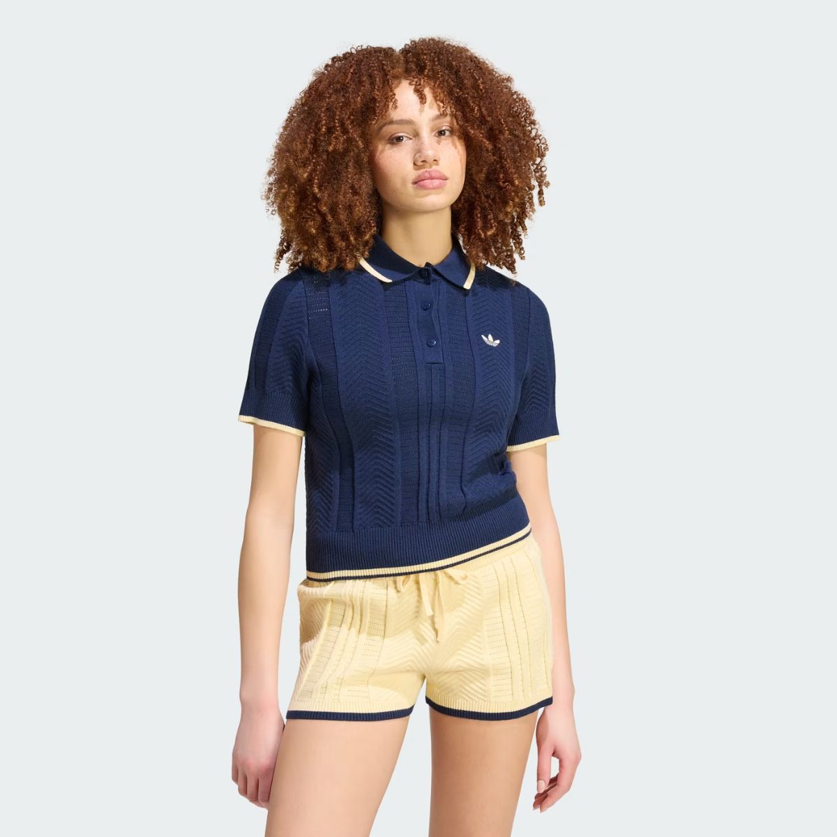 Polo Adidas De Malha Trançada Cali Azul